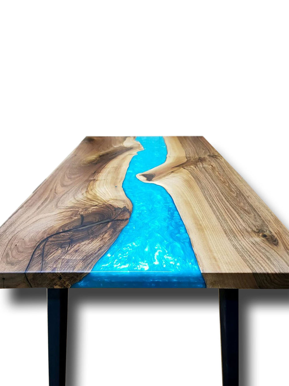 Custom Handcrafted Walnut Epoxy River Dining Room Wooden Countertop Table Harden Tables HWC-0087-1