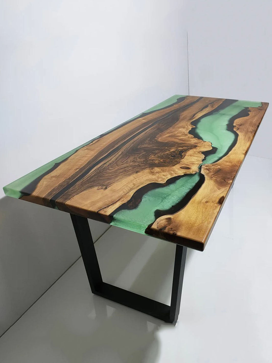 Custom Handcrafted Walnut Epoxy River Dining Room Wooden Countertop Table Harden Tables HWC-0087-8