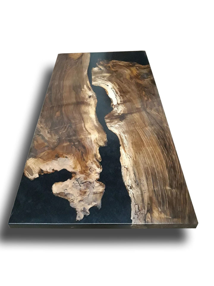 Custom Black Walnut Black Epoxy Resin Wood Dining Table Harden Tables HWC-0171