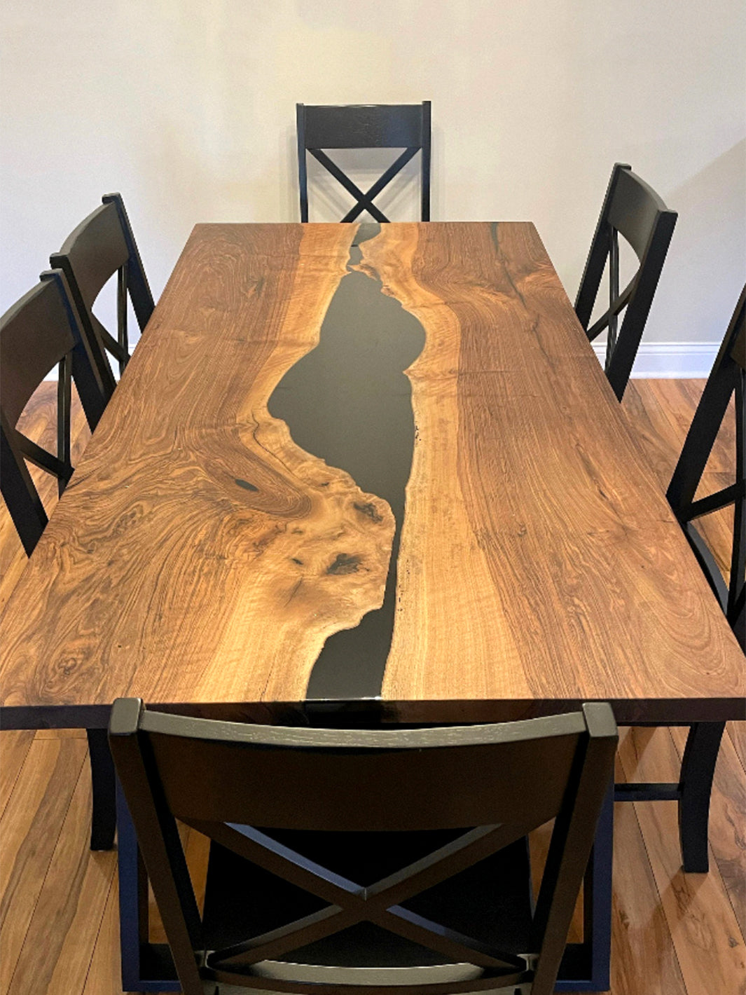 Solid Black Walnut Wood Epoxy Resin River Dining Table Harden Tables HWC-0276-3