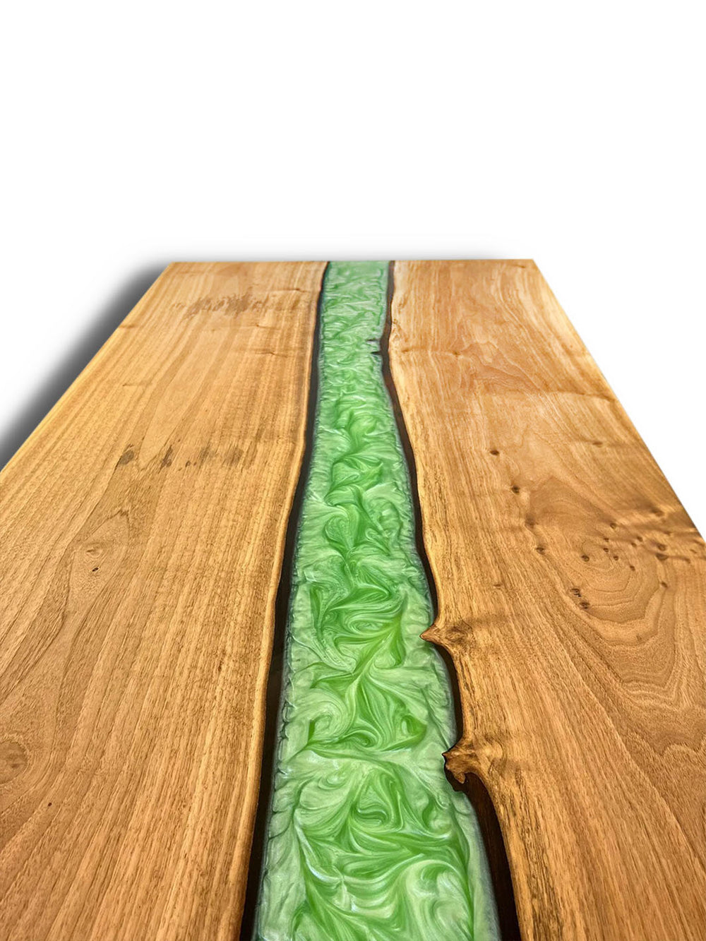 Custom Handcrafted Oak Bright Green River Epoxy Resin Coffee Table Harden Coffee Tables HWC-0393-1