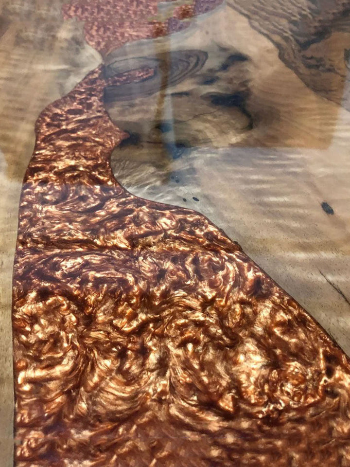 Custom Handcrafted Brown Walnut Copper Epoxy Resin Dining Table Harden Tables HWC-0526-7