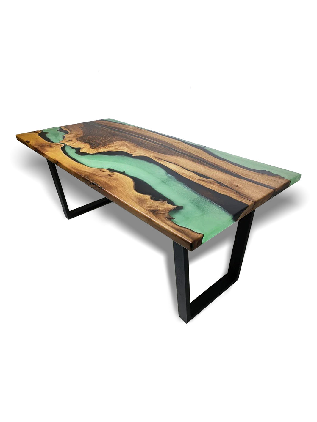Handcrafted Walnut Green River Epoxy Resin Dining Table Harden tables HWC-0665