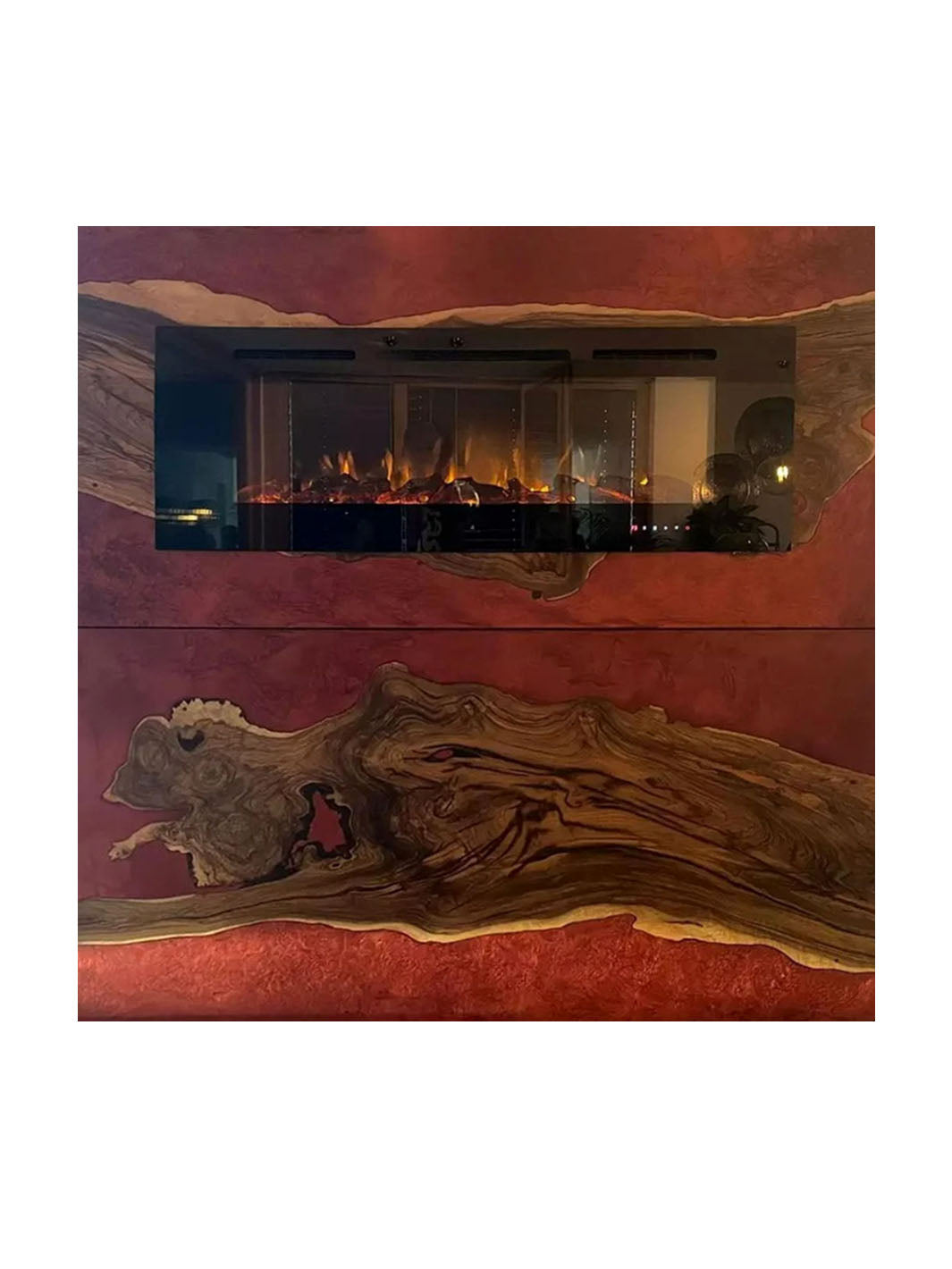 Handcrafted Custom Epoxy Resin Walnut Wooden Fireplace Mantel Harden fireplace HWC-0703