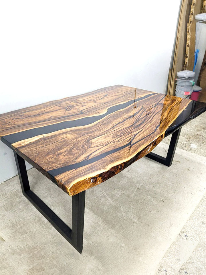 Handcrafted 10 Seater Custom Black Walnut Epoxy Conference Room Tables up to 16 foot Harden Tables HWC-0718-6