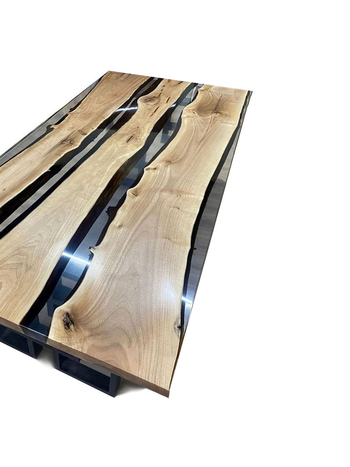 Handcrafted Custom Walnut Clear Epoxy Resin Meeting Table Harden Tables HWC-0822