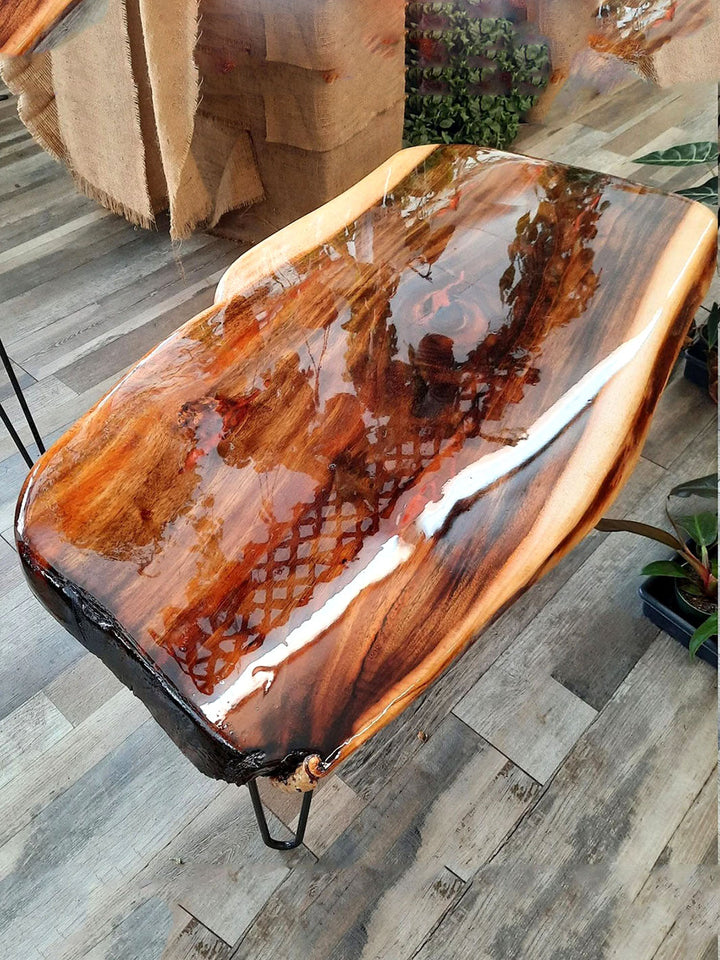 Handcrafted Epoxy River Monkey Pod Coffee Live Edge Table DaddyO's Tables -2