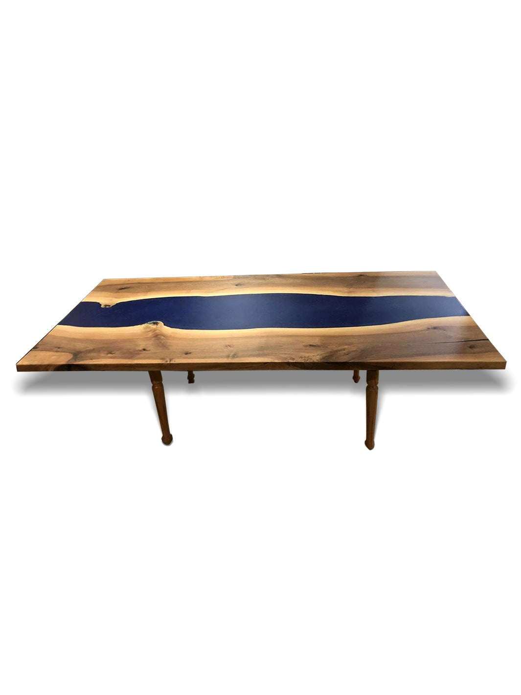 Handcrafted Walnut Blue Epoxy River Resin Dining Table Harden Tables 
