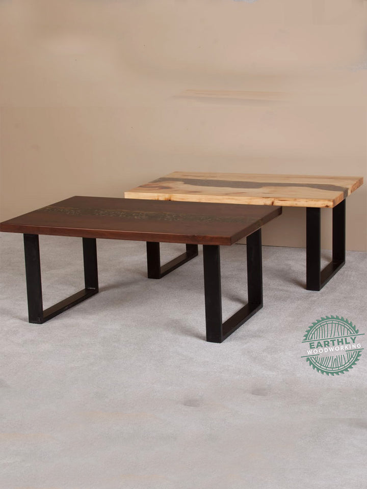 Hardwood Epoxy River Rock Coffee Table Earthly Comfort Woodworking Earthly Comfort -3