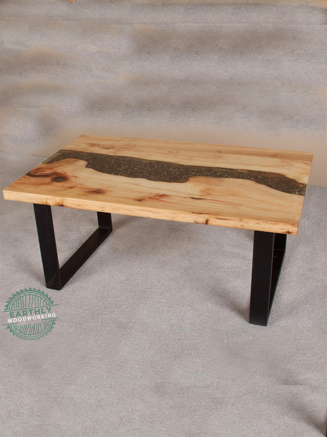 Hardwood Epoxy River Rock Coffee Table Earthly Comfort Woodworking Earthly Comfort  -8