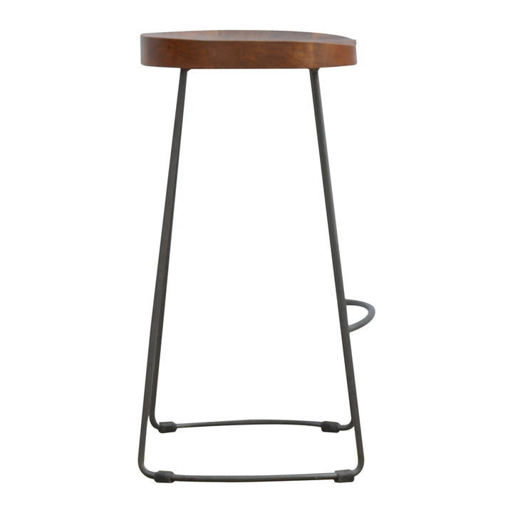 Artisan Furniture Industrial Bar Stool with Chunky Wood Seat