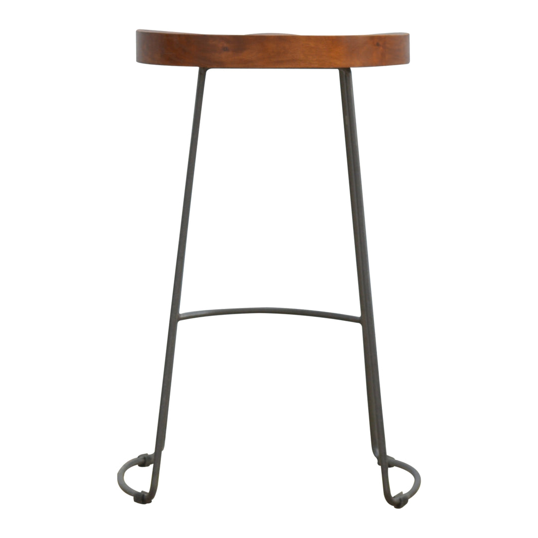 Artisan Furniture Industrial Bar Stool with Chunky Wood Seat