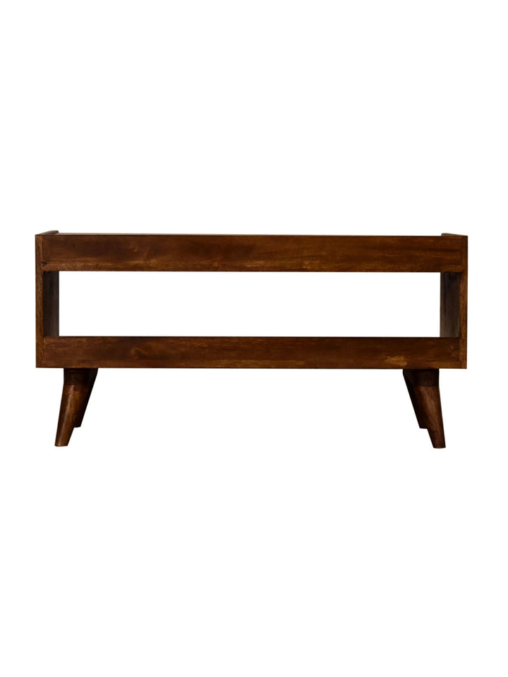 Nordic Chestnut Finish Storage Bench with Seat Pad - 100% Solid Mango Wood Entryway Bench Artisan Furniture Storage & Entryway Benches IN2108-9