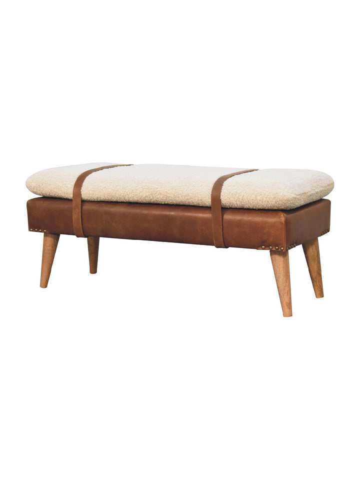 Boucle Buffalo Hide Leather Bench Artisan Furniture Benches IN3300-2