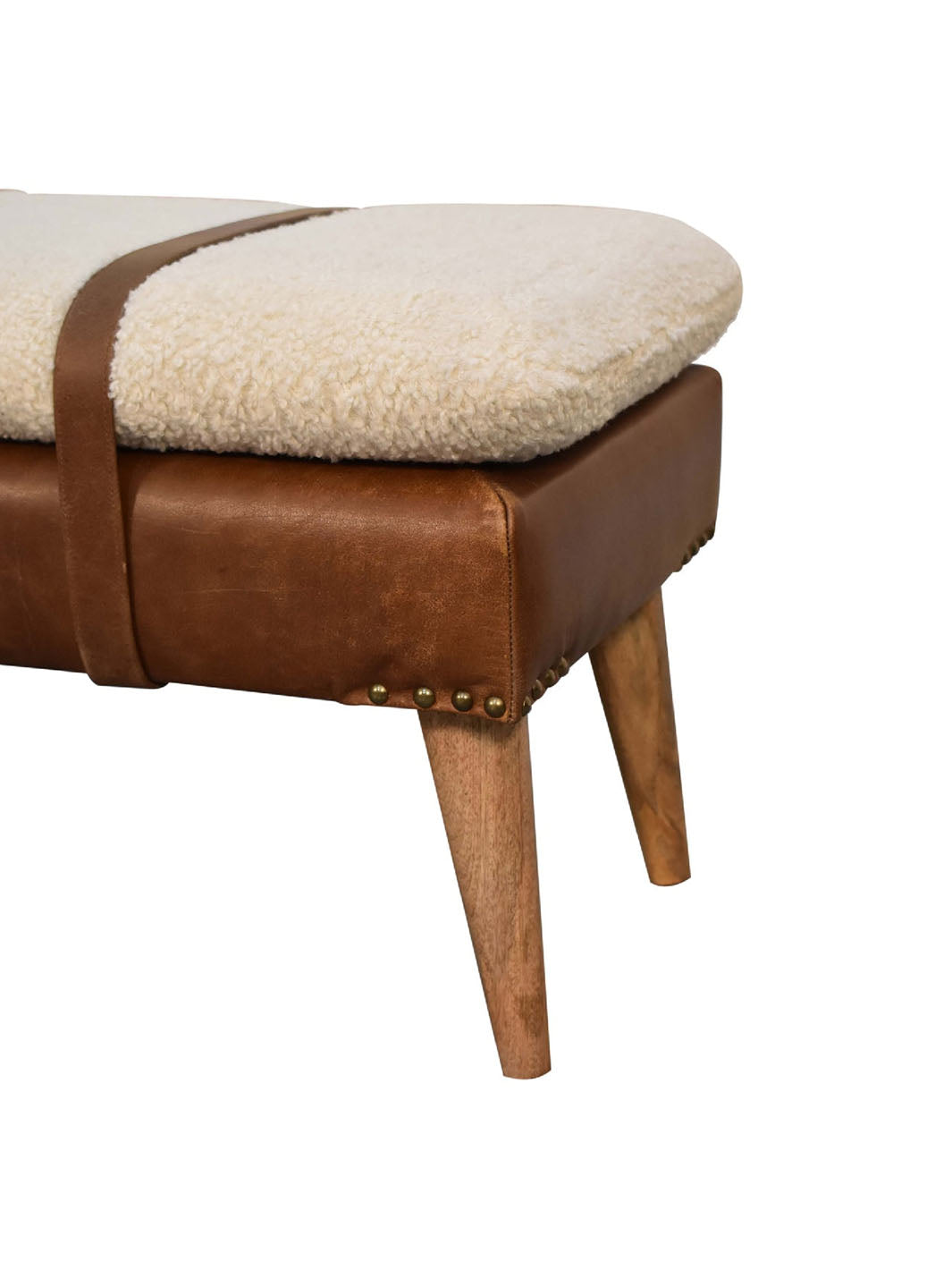 Boucle Buffalo Hide Leather Bench Artisan Furniture Benches IN3300-6