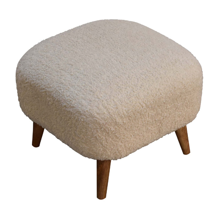 Boucle Cream Square Footstool Artisan Furniture  IN3306-8