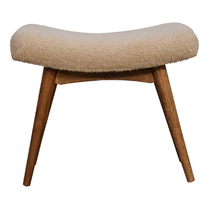 Boucle Cream Curved Ottoman
