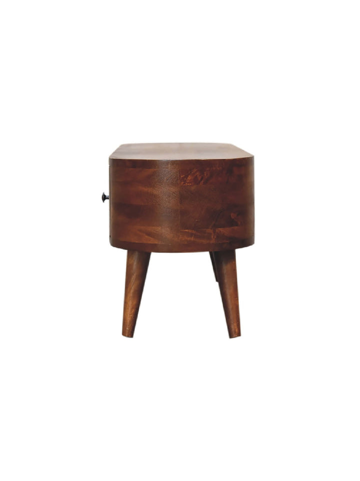 Chestnut Rounded Coffee Table with Open Slot Artisan Furniture  IN3315-3
