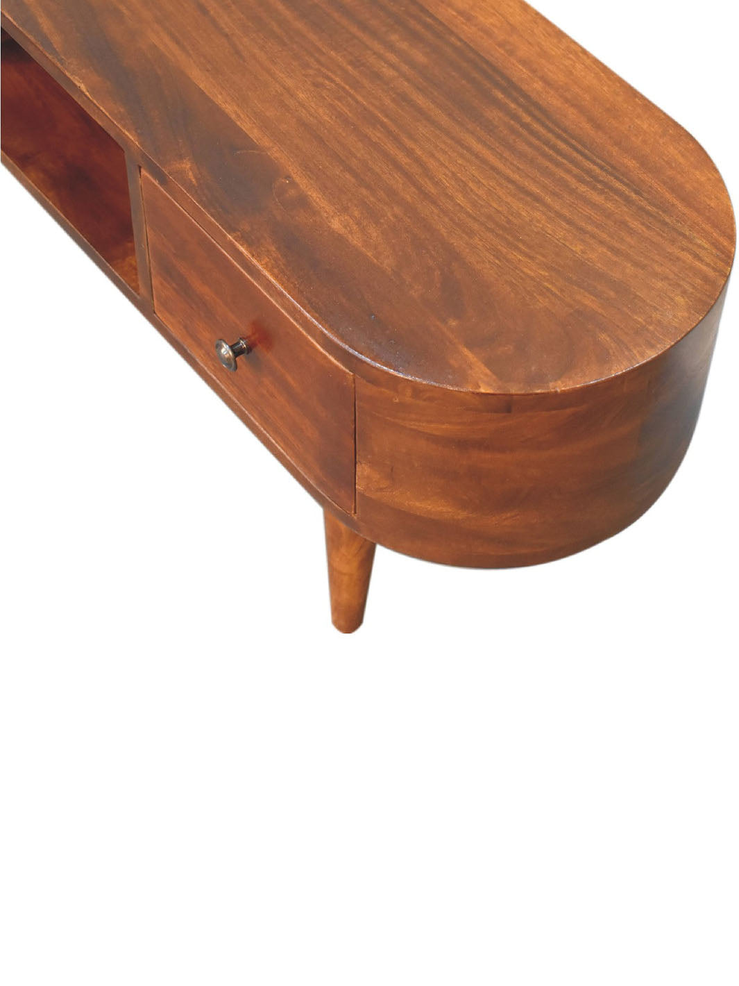 Chestnut Rounded Coffee Table with Open Slot Artisan Furniture  IN3315-5