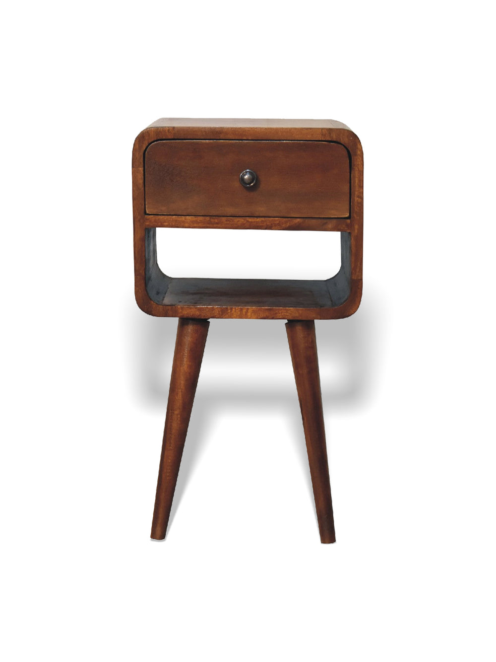 Mini Chestnut Curved Bedside with Lower Slot Artisan Furniture  IN3350-1