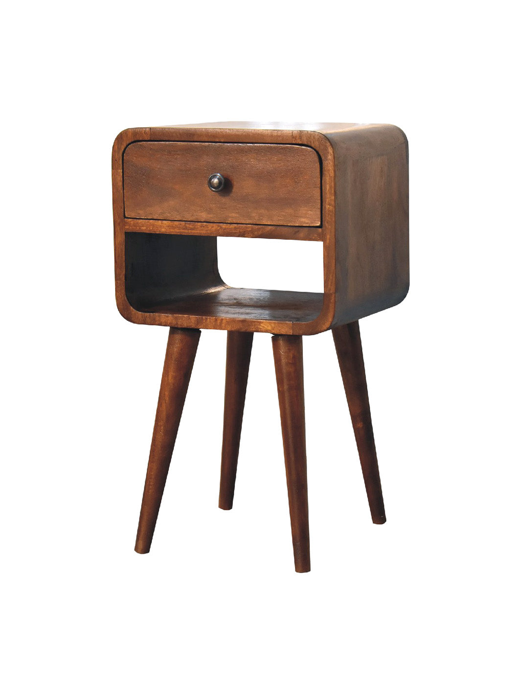 Mini Chestnut Curved Bedside with Lower Slot Artisan Furniture  IN3350-3