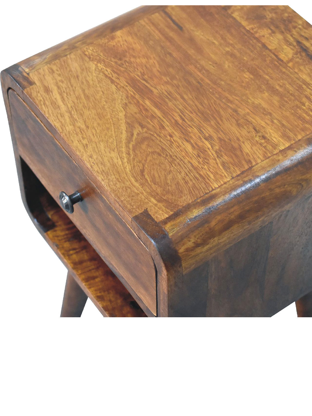 Artisan Furniture Nightstands Mini Chestnut Curved Bedside with Lower Slot IN3350