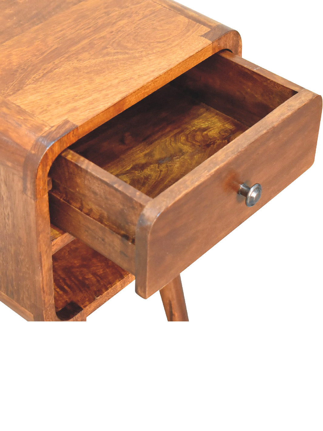 Mini Chestnut Curved Bedside with Lower Slot Artisan Furniture  IN3350-6