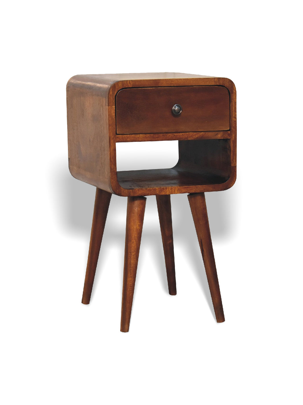 Mini Chestnut Curved Bedside with Lower Slot Artisan Furniture  IN3350