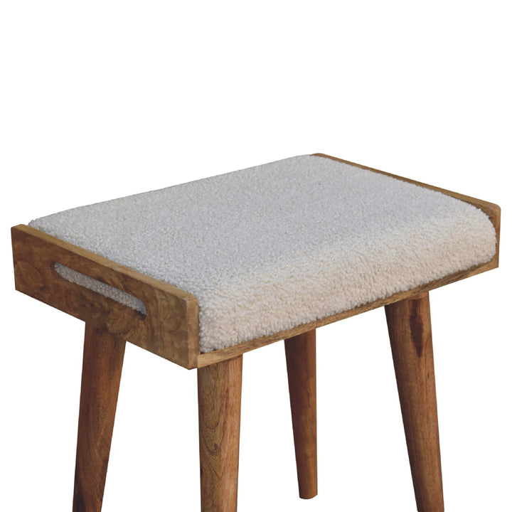 Boucle Cream Tray Style Footstool Artisan Furniture  IN3433-6