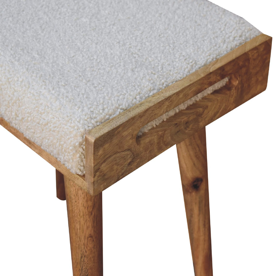 Boucle Cream Tray Style Footstool Artisan Furniture  IN3433-7