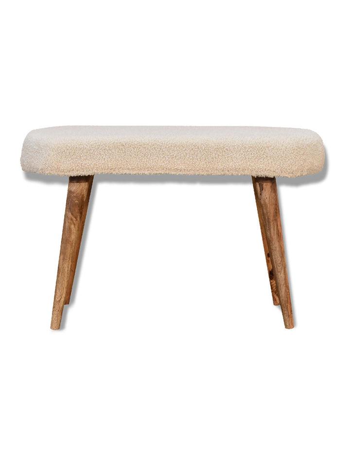 Boucle Cream Nordic Bench Artisan Furniture  IN3435-1