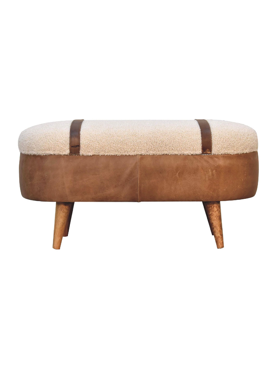 Tan Bufallo Leather Boucle Nordic Bench Artisan Furniture  IN3496-5