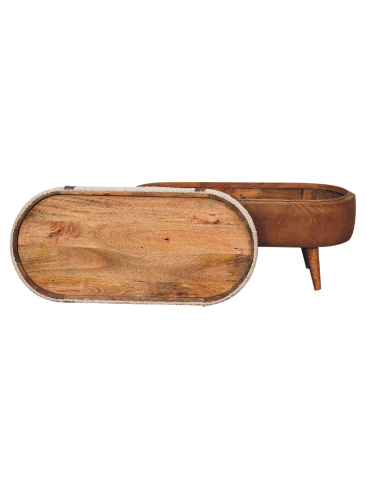 Tan Bufallo Leather Boucle Nordic Bench Artisan Furniture  IN3496-8