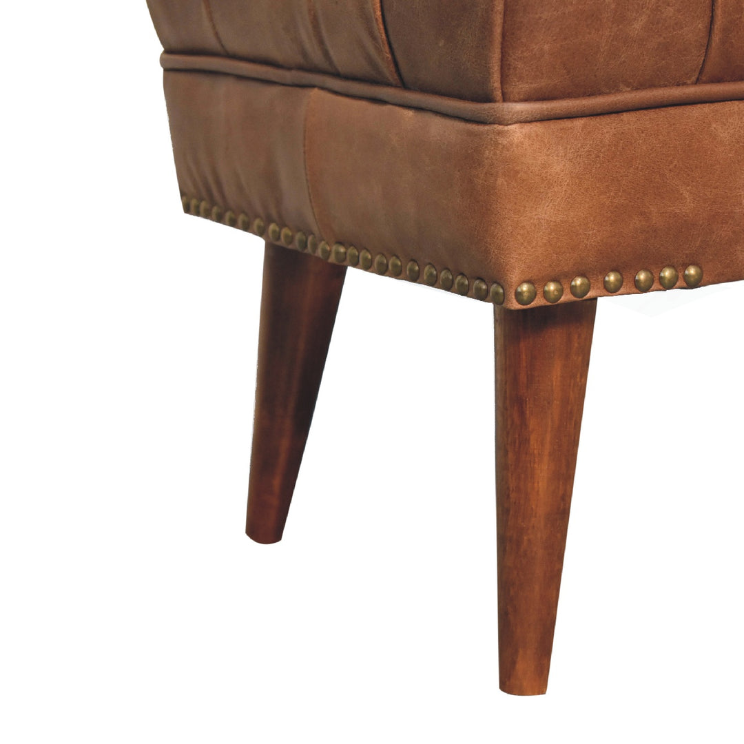 Harbour Brown Leather Bench
