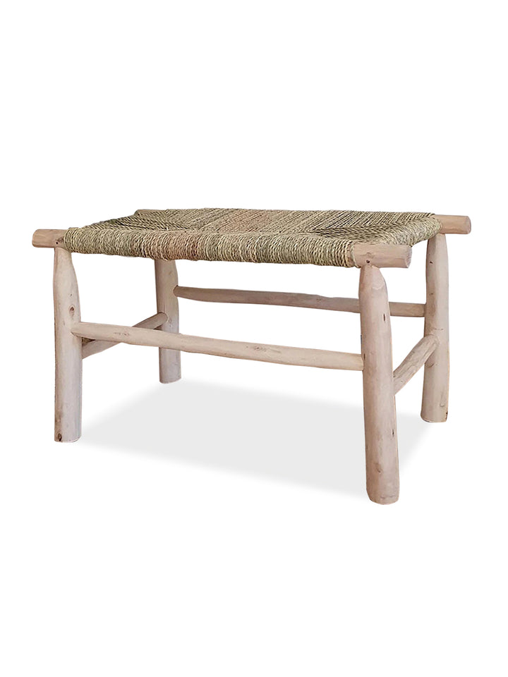 Handcrafted Natural Braiding Solid Wicker Wooden Bench Libitii Benches LIB-0026