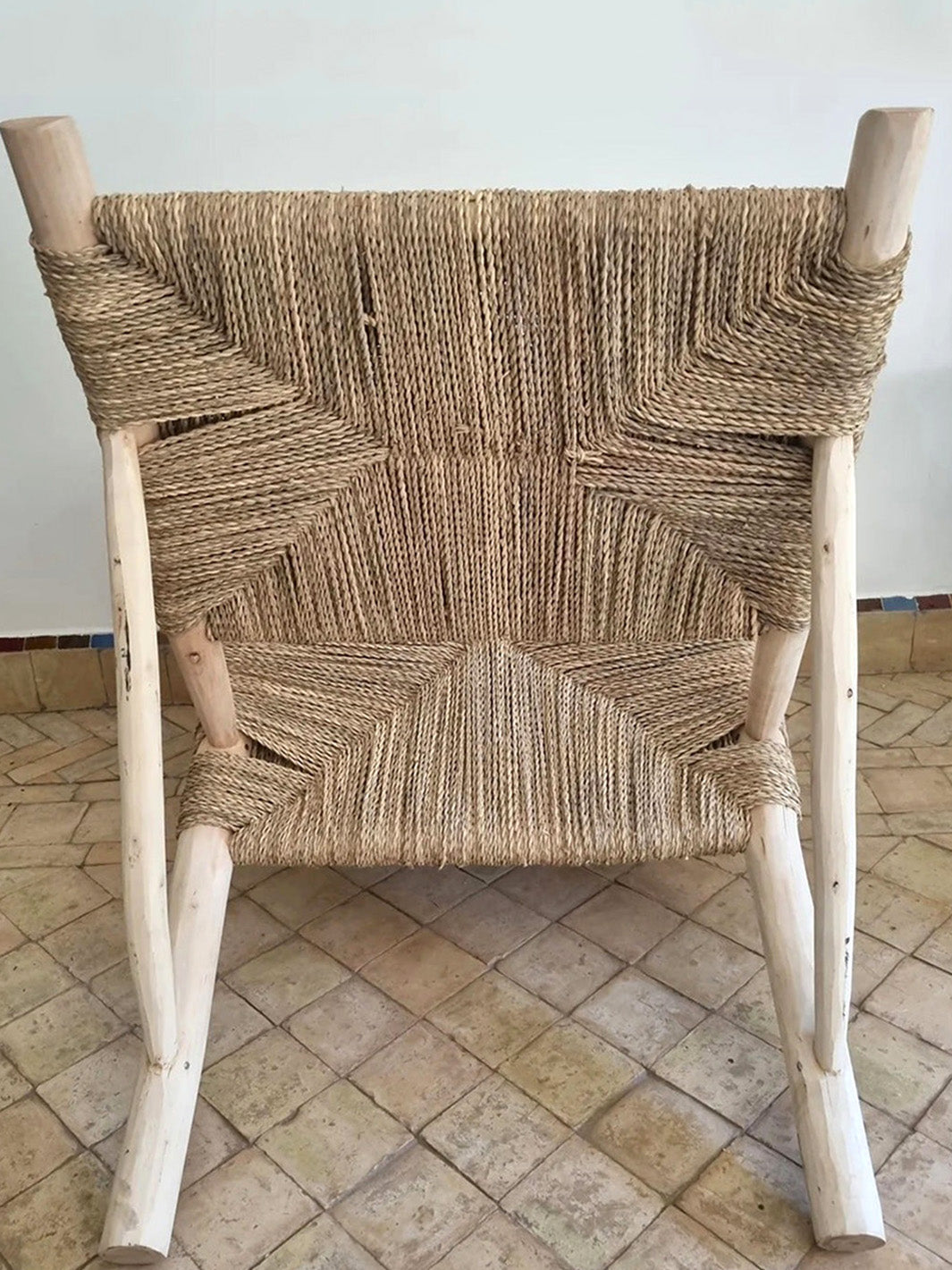 Handcrafted Moroccan Seated in Rope Wooden Armchair