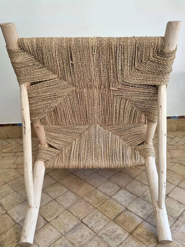 Handcrafted Moroccan Seated in Rope Wooden Armchair