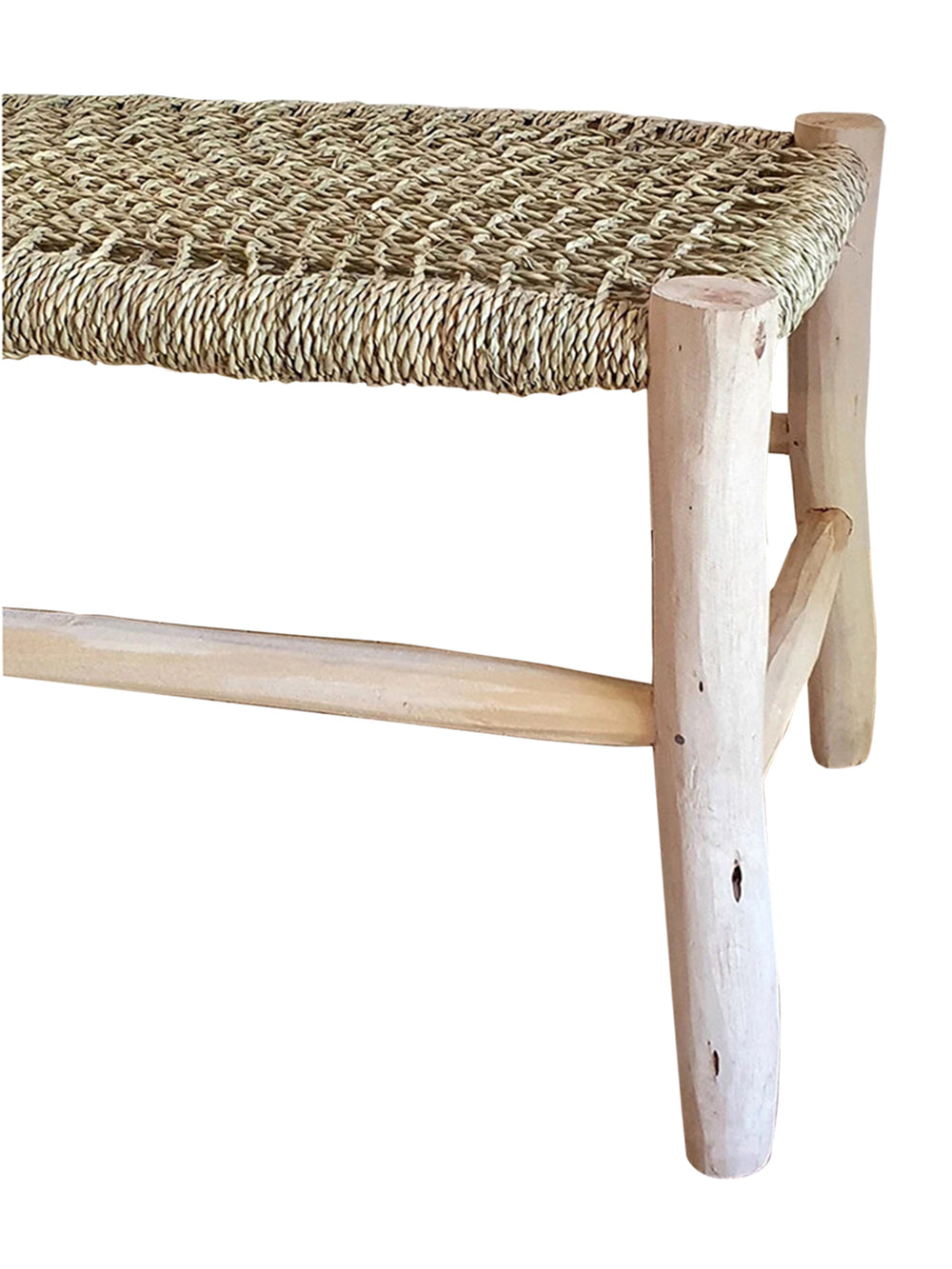 Handcrafted Natural Braiding Solid Wood Bench Libitii Benches LIB-0059-1
