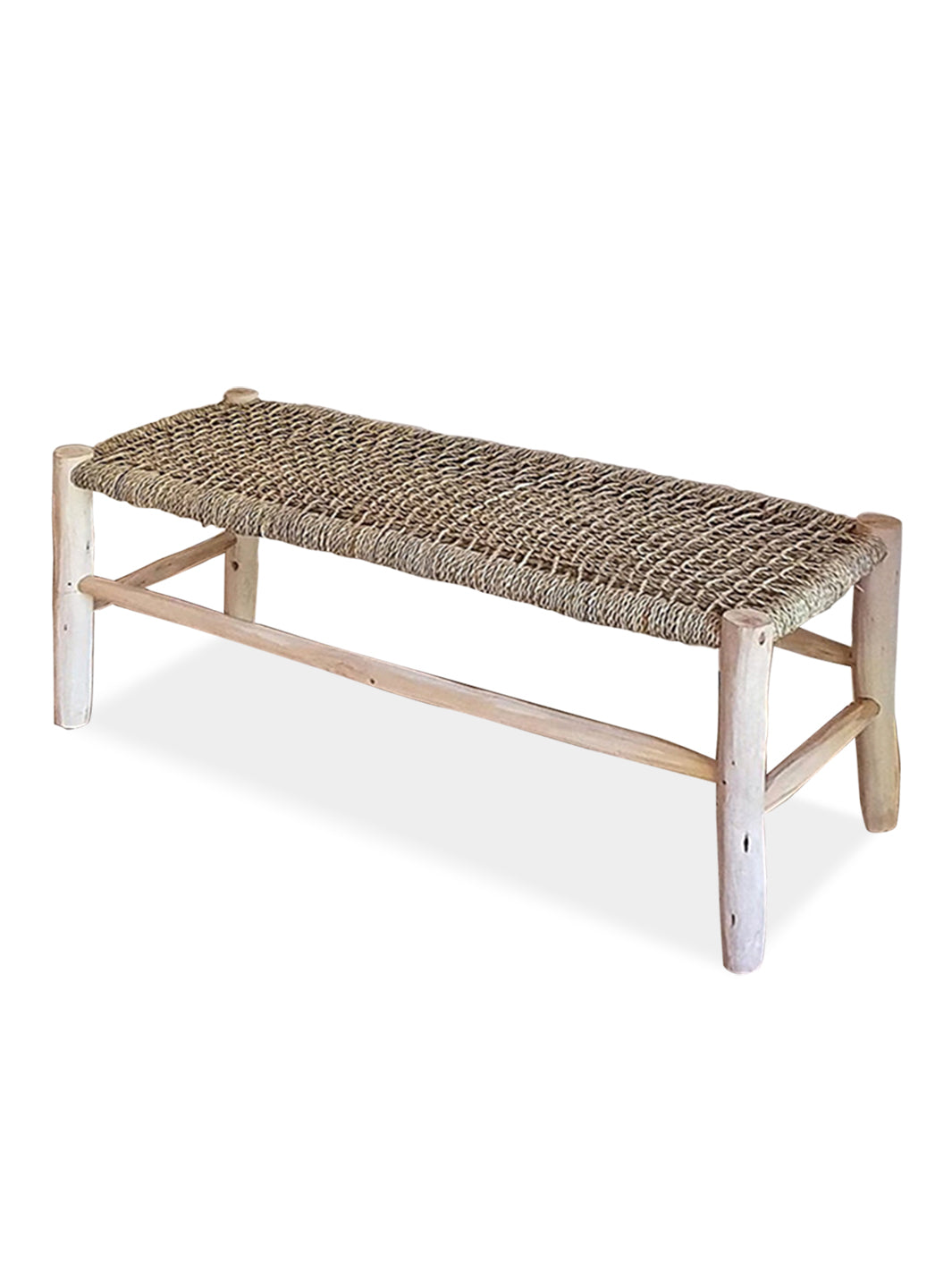 Handcrafted Natural Braiding Solid Wood Bench Libitii Benches LIB-0059