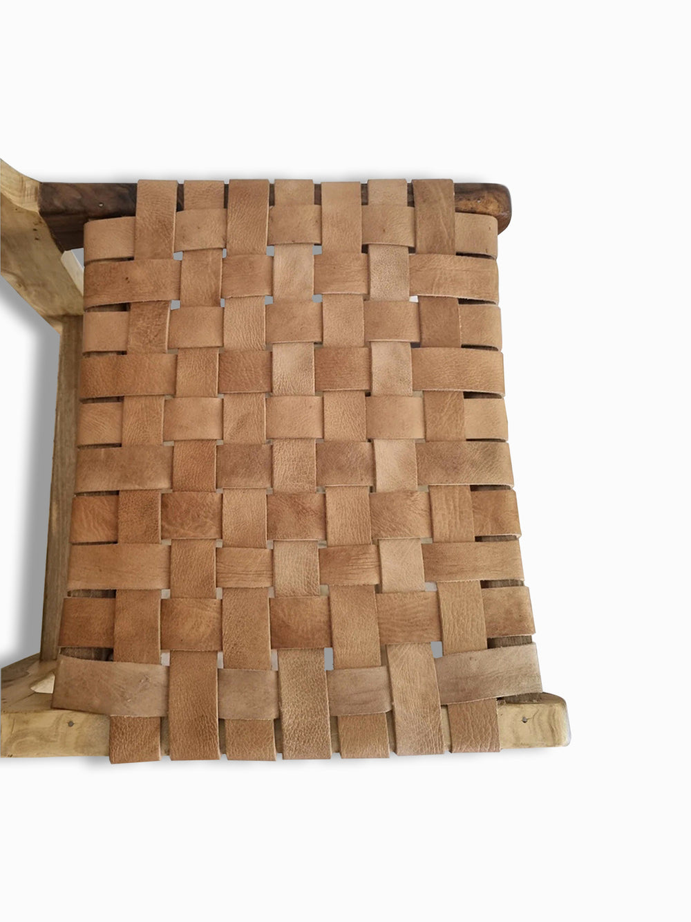 Moroccan Boho Wood Leather Counter Stool Libitii Table & Bar Stools LIB-0089-1