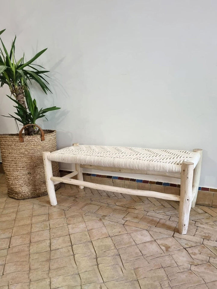 Handcrafted Braided Rope Wooden Bench Libitii Benches LIB-0091-8