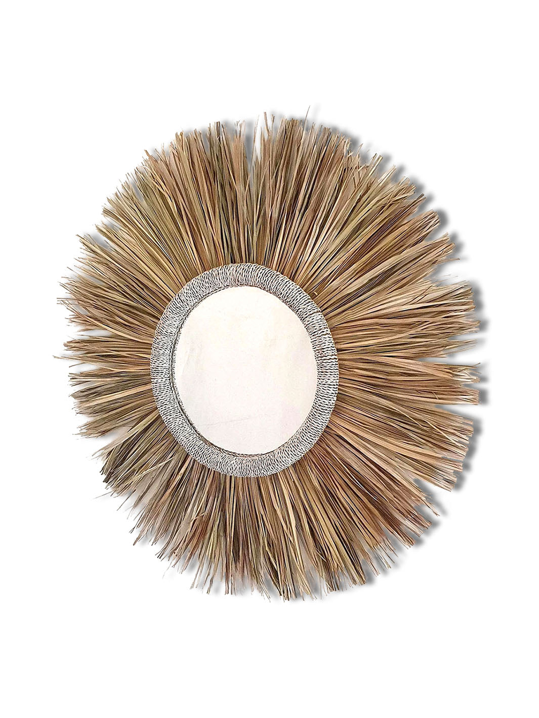 Handcrafted Large Straw Rope Rounded Wall Mirror