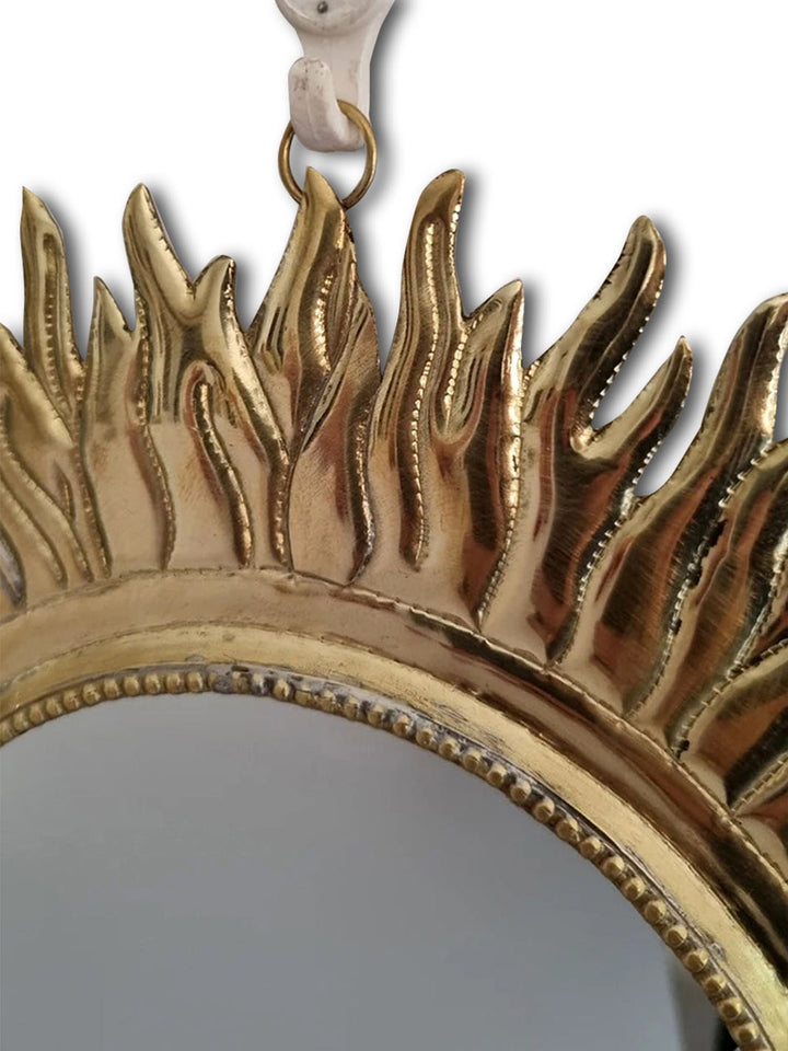 Handcrafted Brass Sun Wall Circle Mirror Libitii Mirrors LIB-0127-1