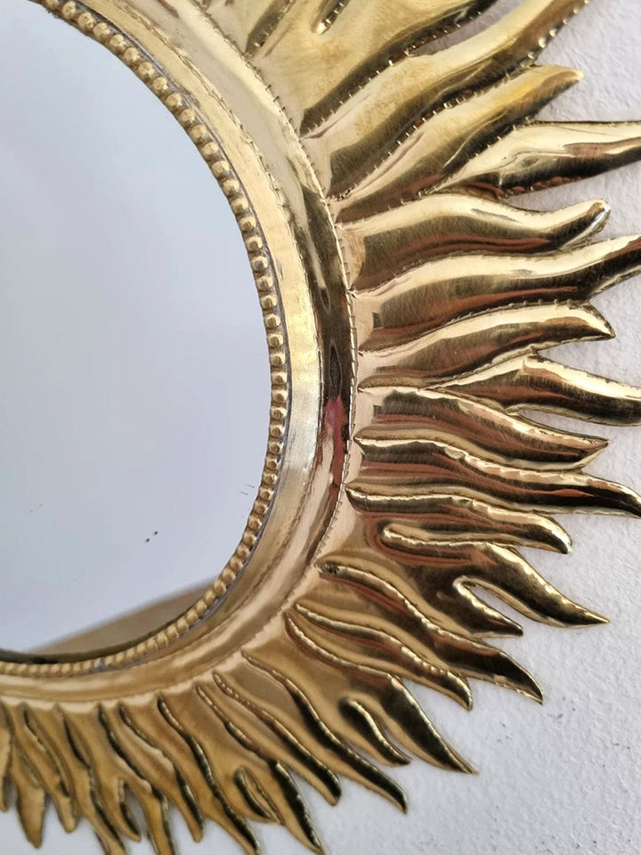Handcrafted Brass Sun Wall Circle Mirror Libitii Mirrors LIB-0127-3