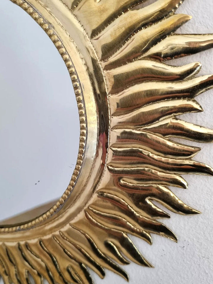 Handcrafted Brass Sun Wall Circle Mirror Libitii Mirrors LIB-0127-4
