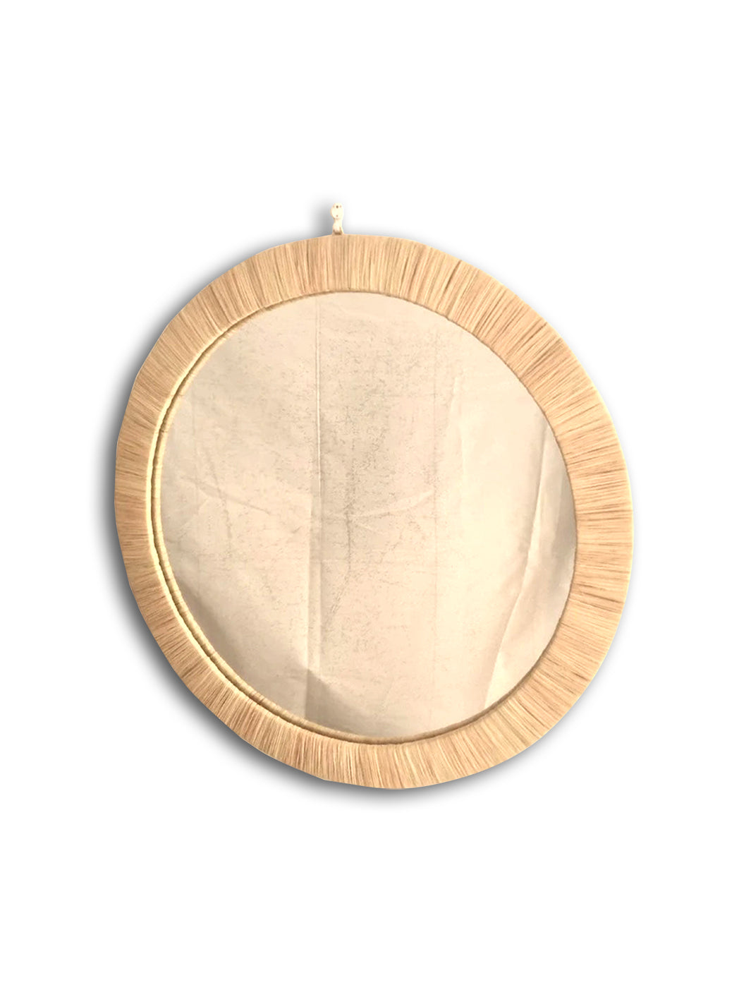Handcrafted Rounded Natural Raffia Wall Mirror Libitii Mirrors LIB-0174