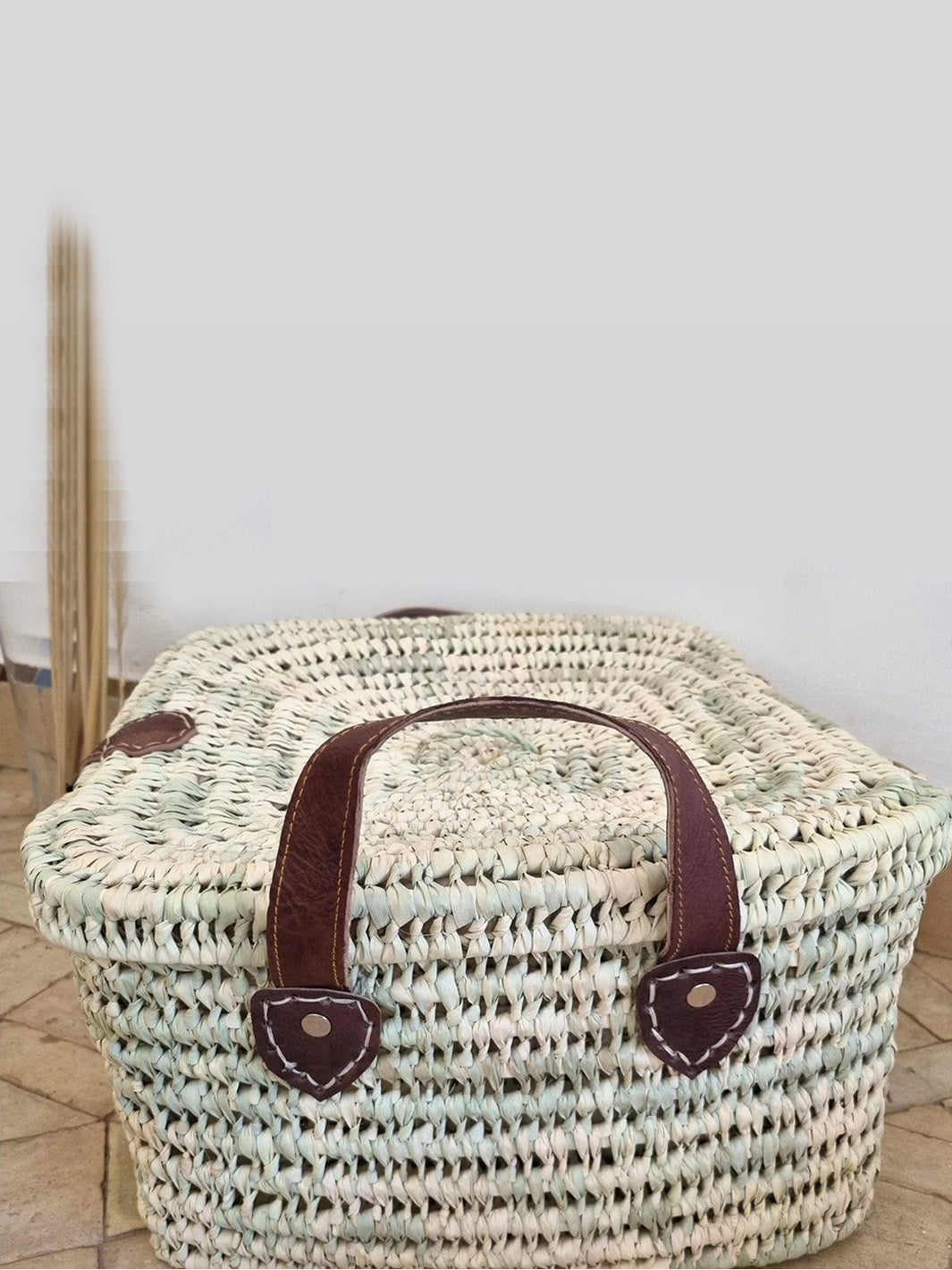 Handcrafted Palm Leaf Storage Basket Libitii Baskets LIB-0175-3