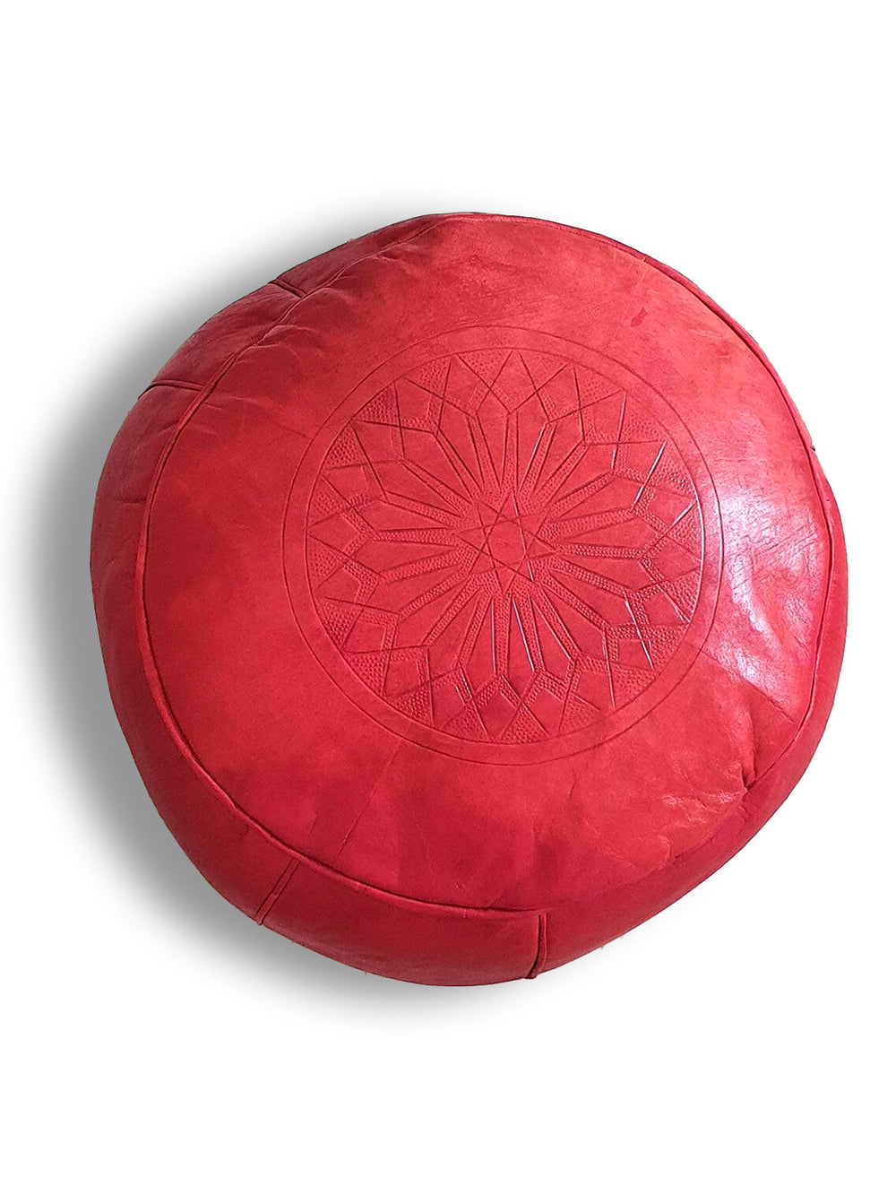 Handcrafted Red or Blue Moroccan Leather Pouf Libitii Poufs LIB-0187-1