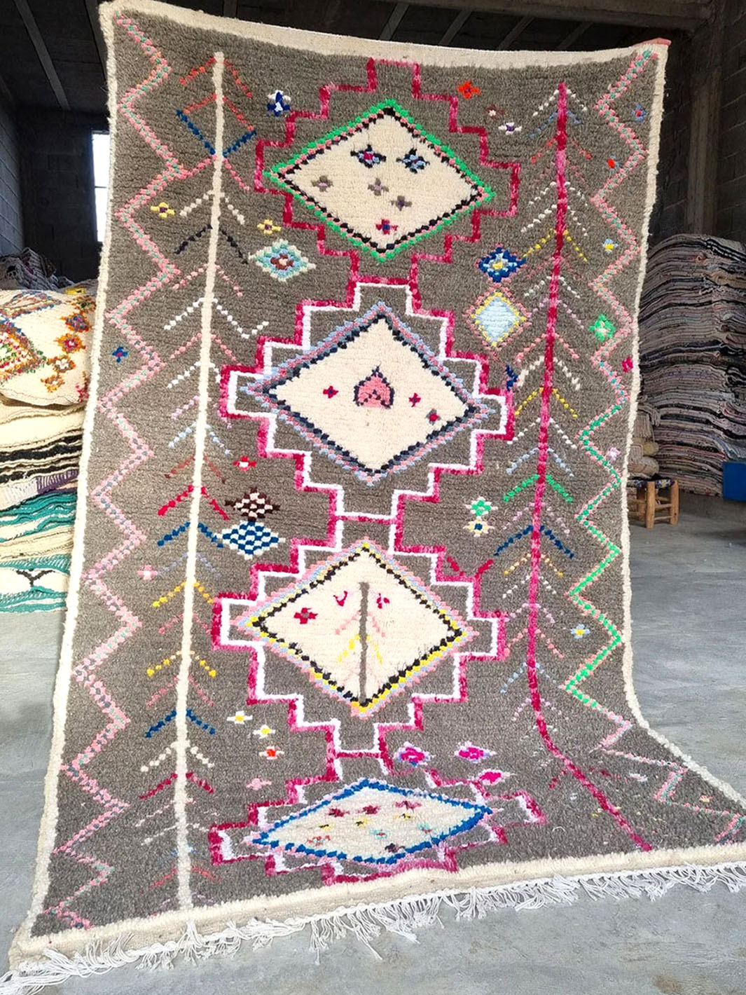 Handcrafted Berber Azilal Carpet Rug | 1.43x2.42m / 4.6x7.9ft Libitii wool LIB1005-6