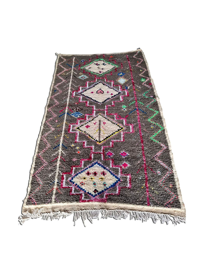 Handcrafted Berber Azilal Carpet Rug | 1.43x2.42m / 4.6x7.9ft Libitii wool LIB1005